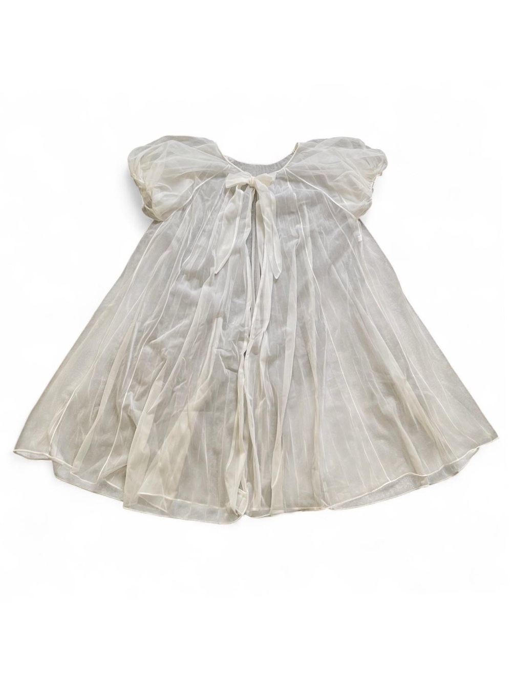 Vanity Fair Peignoir Sheer Puff Sleeve Robe in Ivory